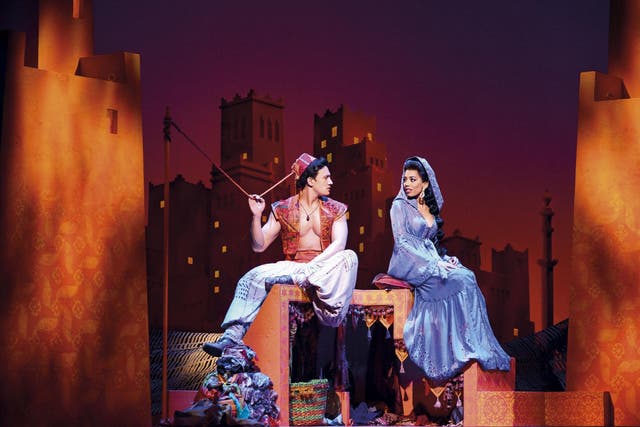 Dean John-Wilson (Aladdin) and Jade Ewen (Jasmine) star in the Disney hit in London