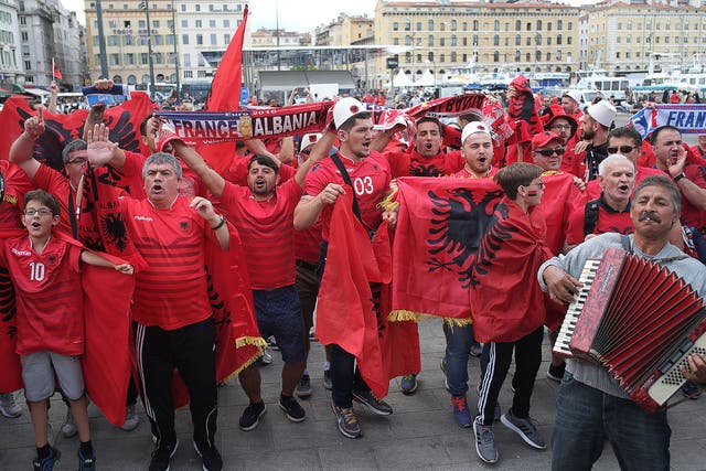Albania fans ahead of their game against France