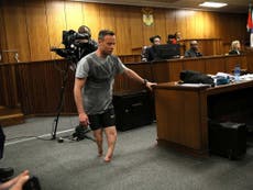 Oscar Pistorius walks without prosthetic legs during sentencing as defence lawyer appeals for leniency
