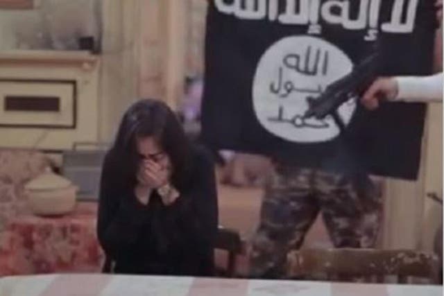 Heba Magdi (left) was forced to beg for her life in front of actors dressed as Isis militants