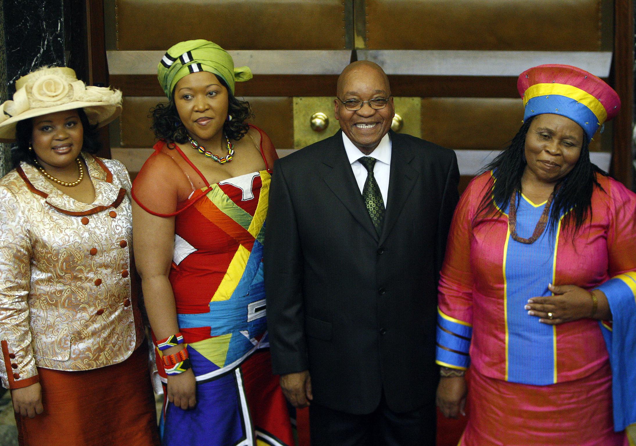 President Zuma with three of his four wives in 2009