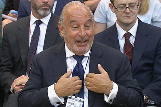 Sir Philip Green during his appearance before the Business Select Committee