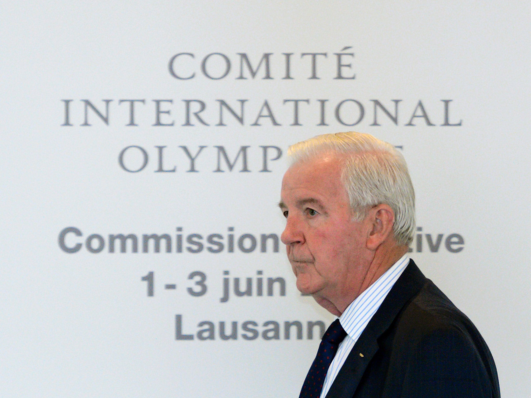 Wada and IOC executive Crag Reedie attends the IOC meeting earlier this month