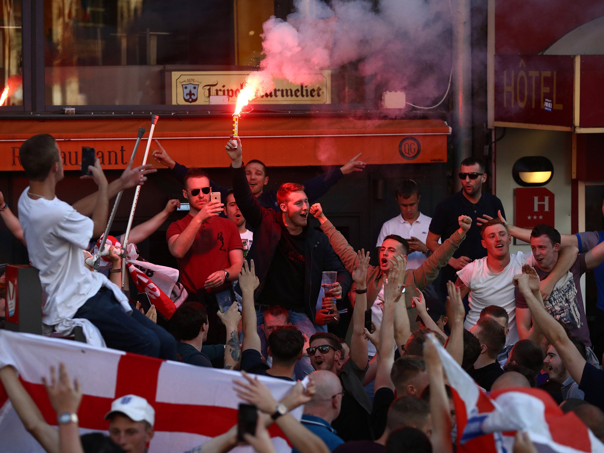 England fans clashed with French police in Lille on Wednesday night