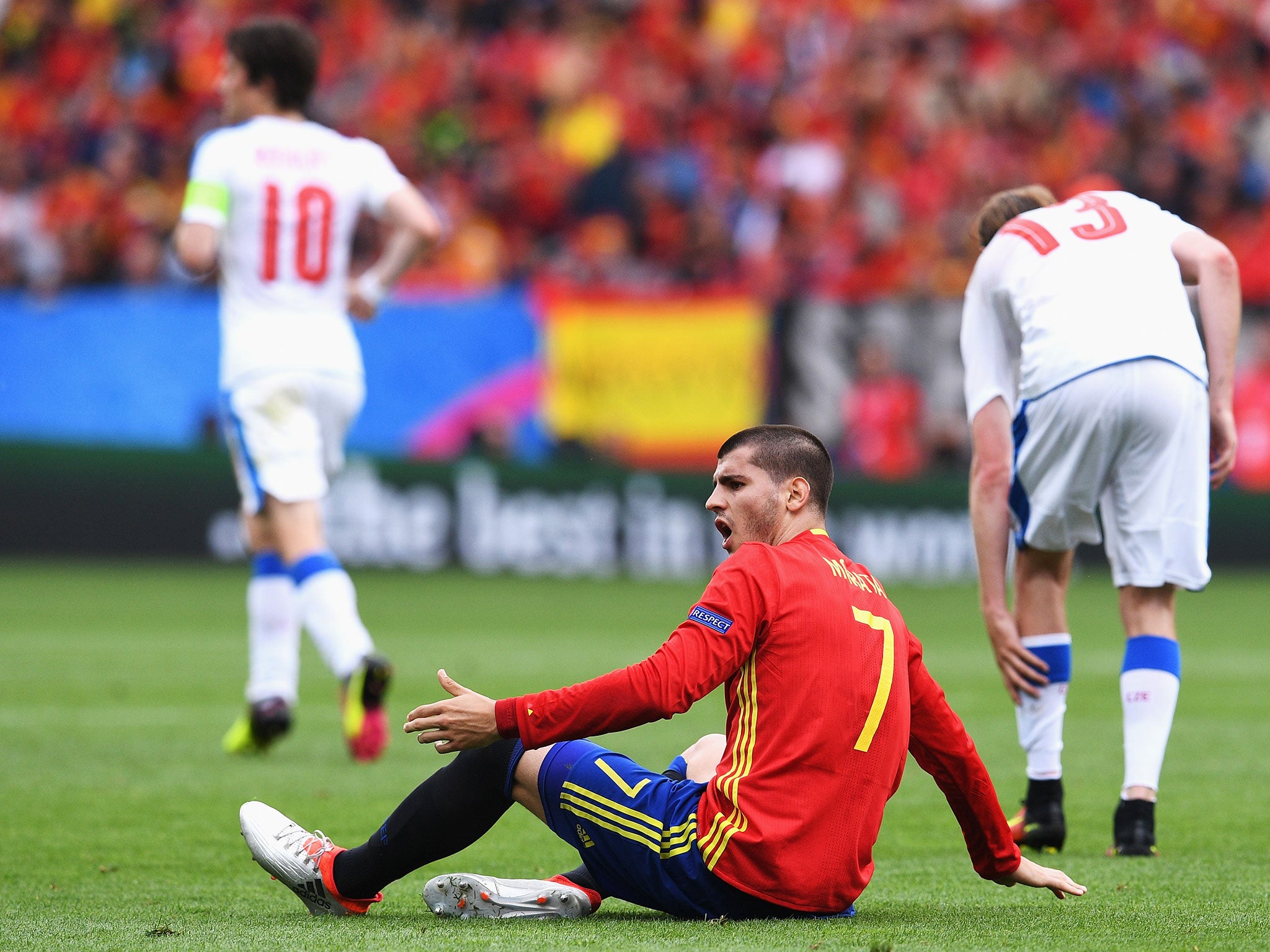 Alvaro Morata during Spain's opening game