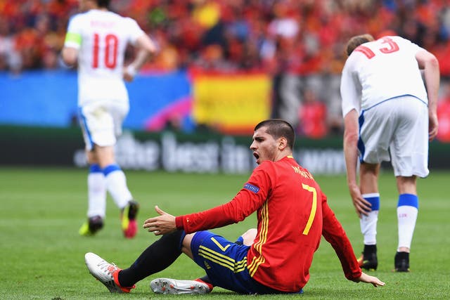 Alvaro Morata during Spain's opening game