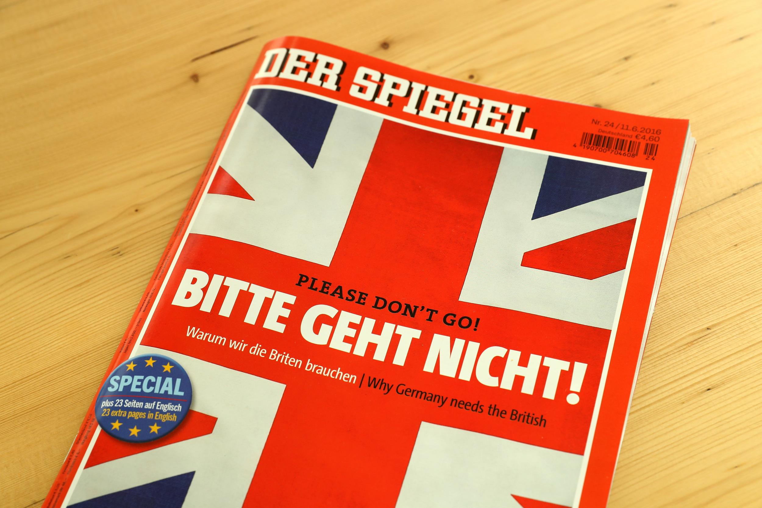 Der Spiegel with cover headline of 'Please don't go!'