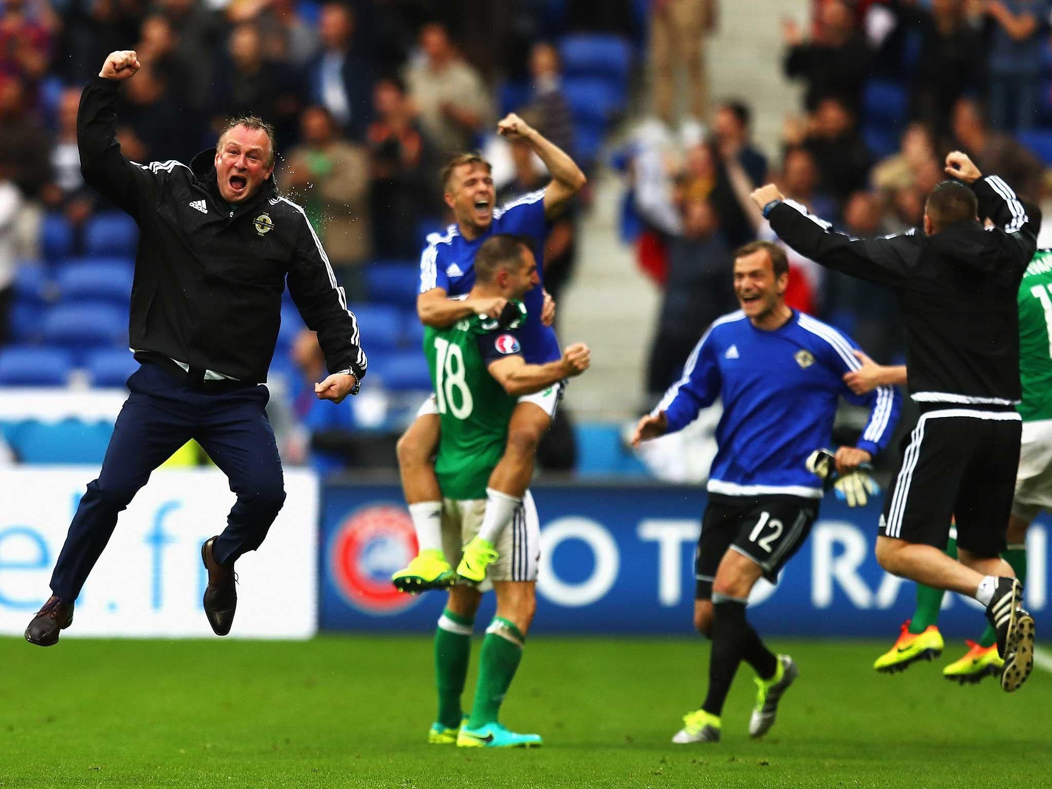 Michael O'Neill cannot hide his joy at full-time