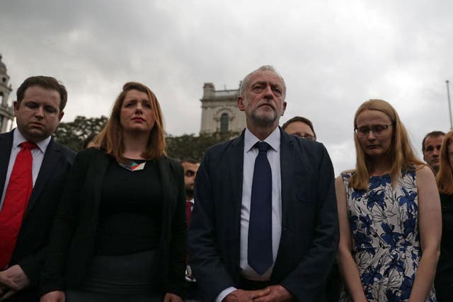 Labour leader Jeremy Corbyn was among colleagues from all parties at a vigil for Jo Cox in Parliament Square