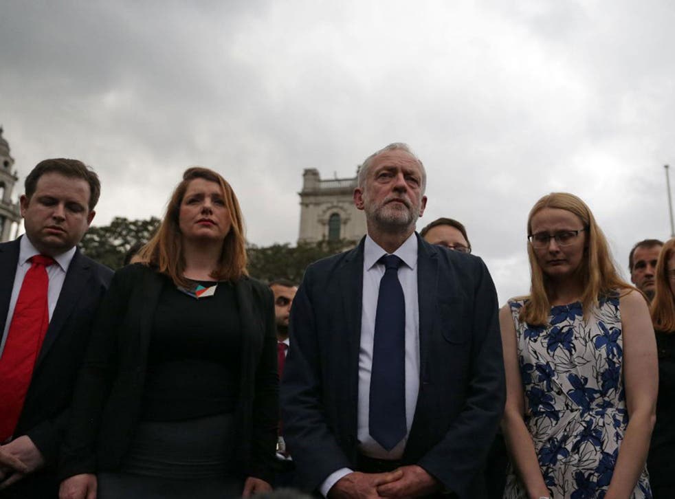 Labour leader Jeremy Corbyn was among colleagues from all parties at a vigil for Jo Cox in Parliament Square