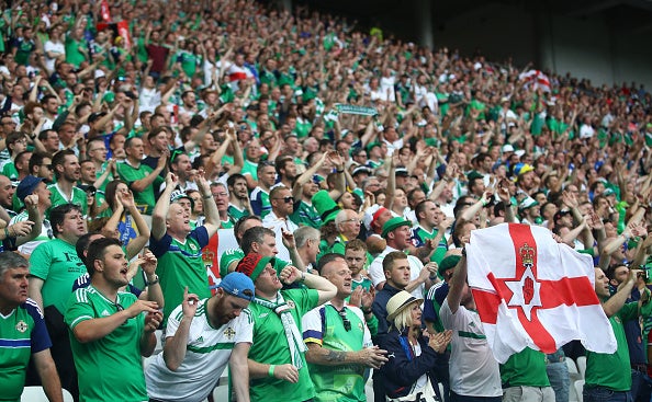 Northern Ireland supporters pictured during Thursday's victory over Ukraine in Lyons