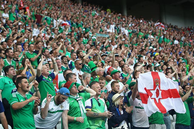 Northern Ireland supporters pictured during Thursday's victory over Ukraine in Lyons