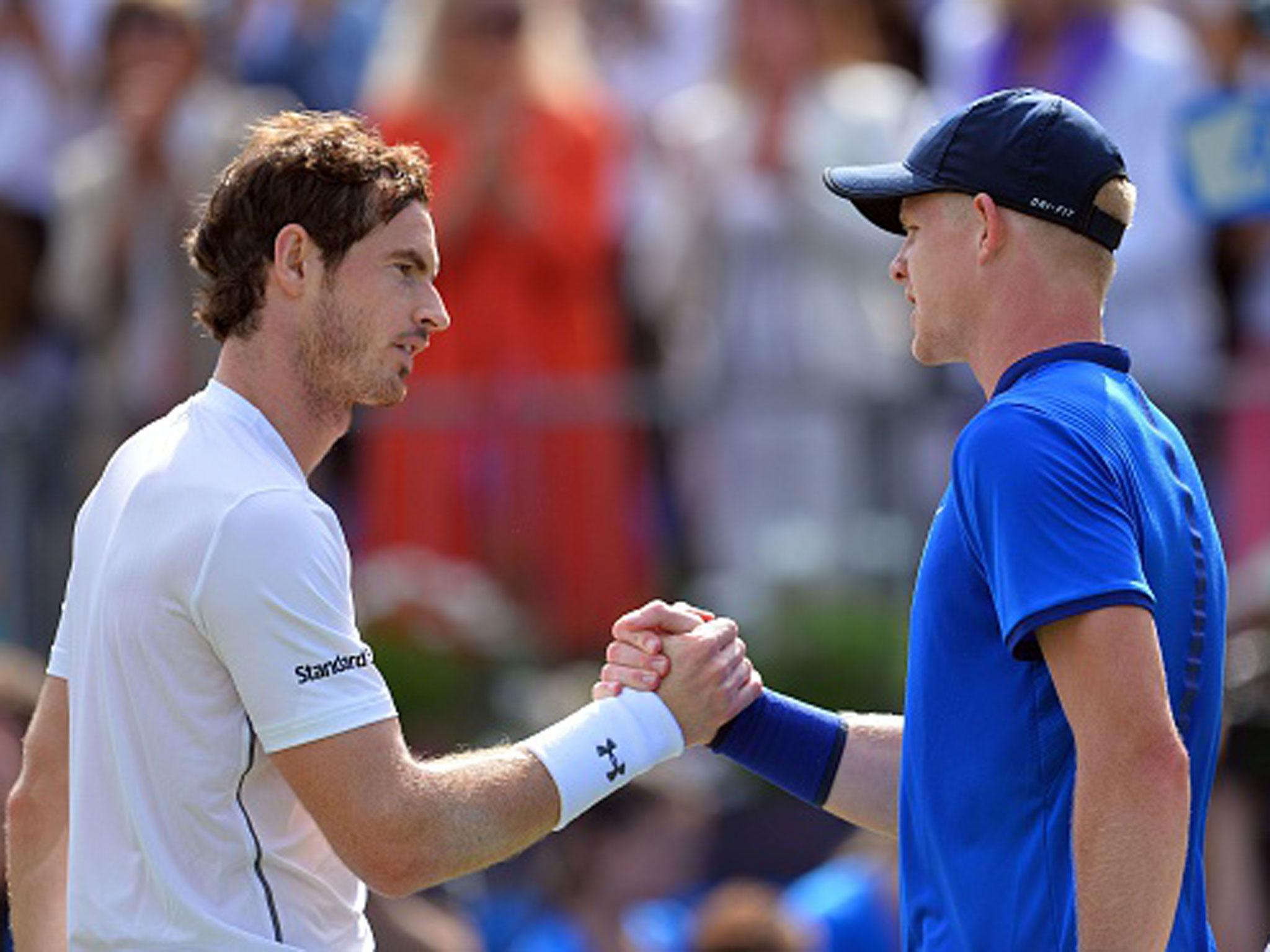 Andy Murray commiserates with Kyle Edmund after their meeting in London on Friday (Getty)