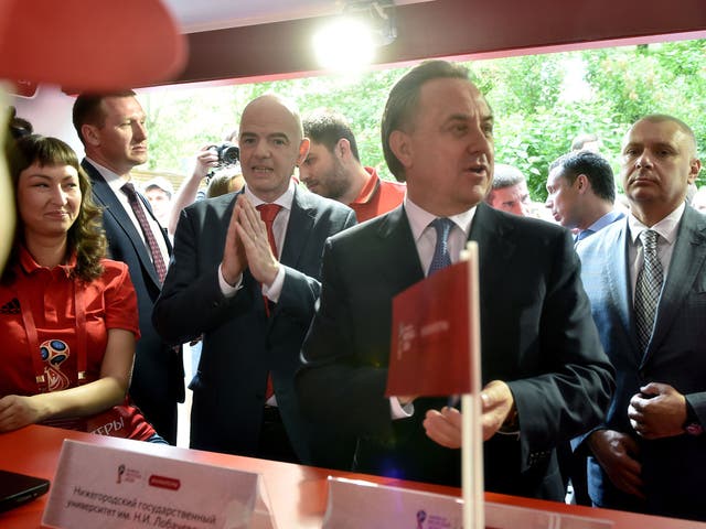 Russia's Sport Minister Vitaly Mutko (right) with FIFA President Gianni Infantino