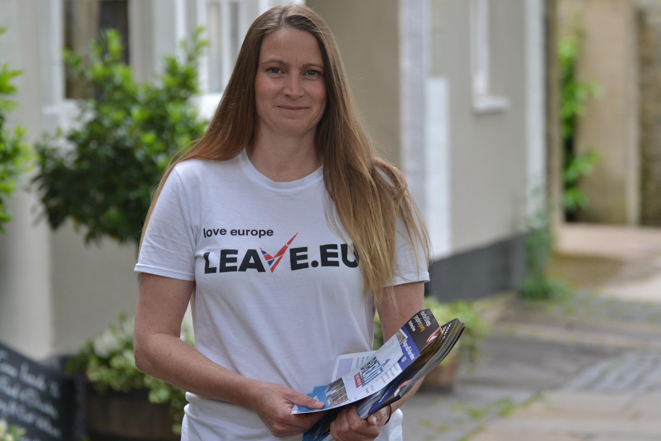 Erika Barnby campaigns locally to help support Leave