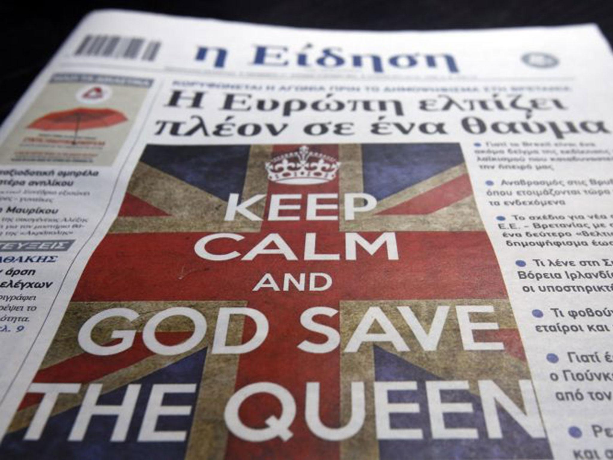 A Greek daily newspaper offers its take on the UK's potential split with Europe. Many analysts predict Brexit could spur other member states to hold their own referendums.
