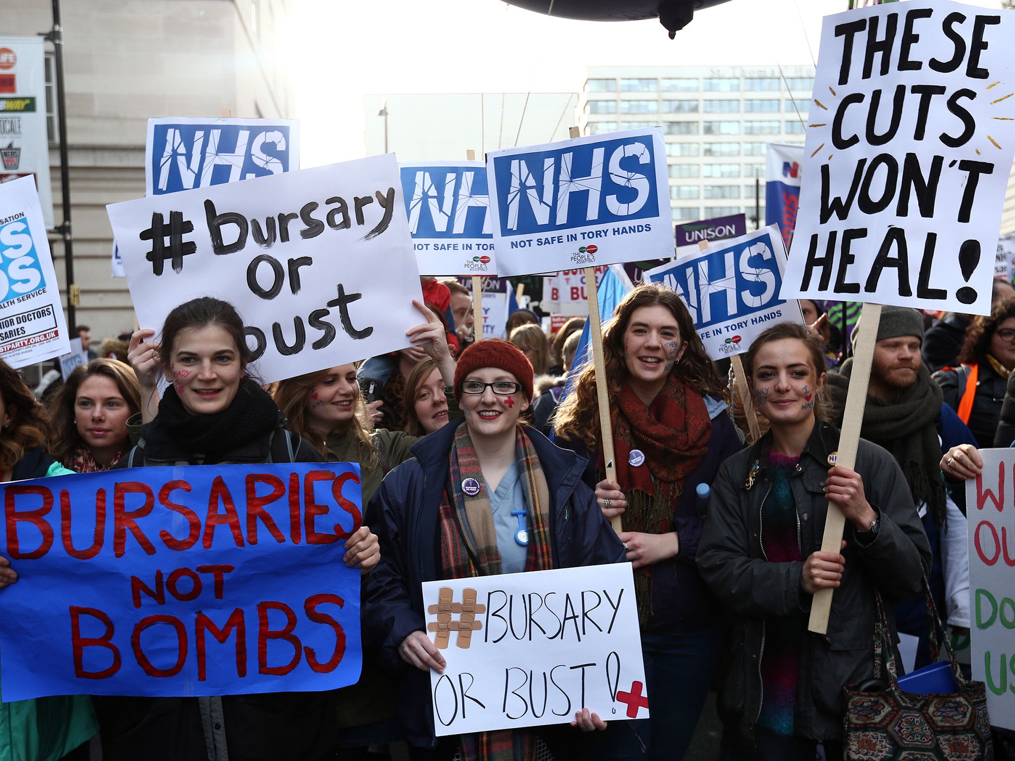 Nurses and midwives took the streets to protest the ending of training bursaries