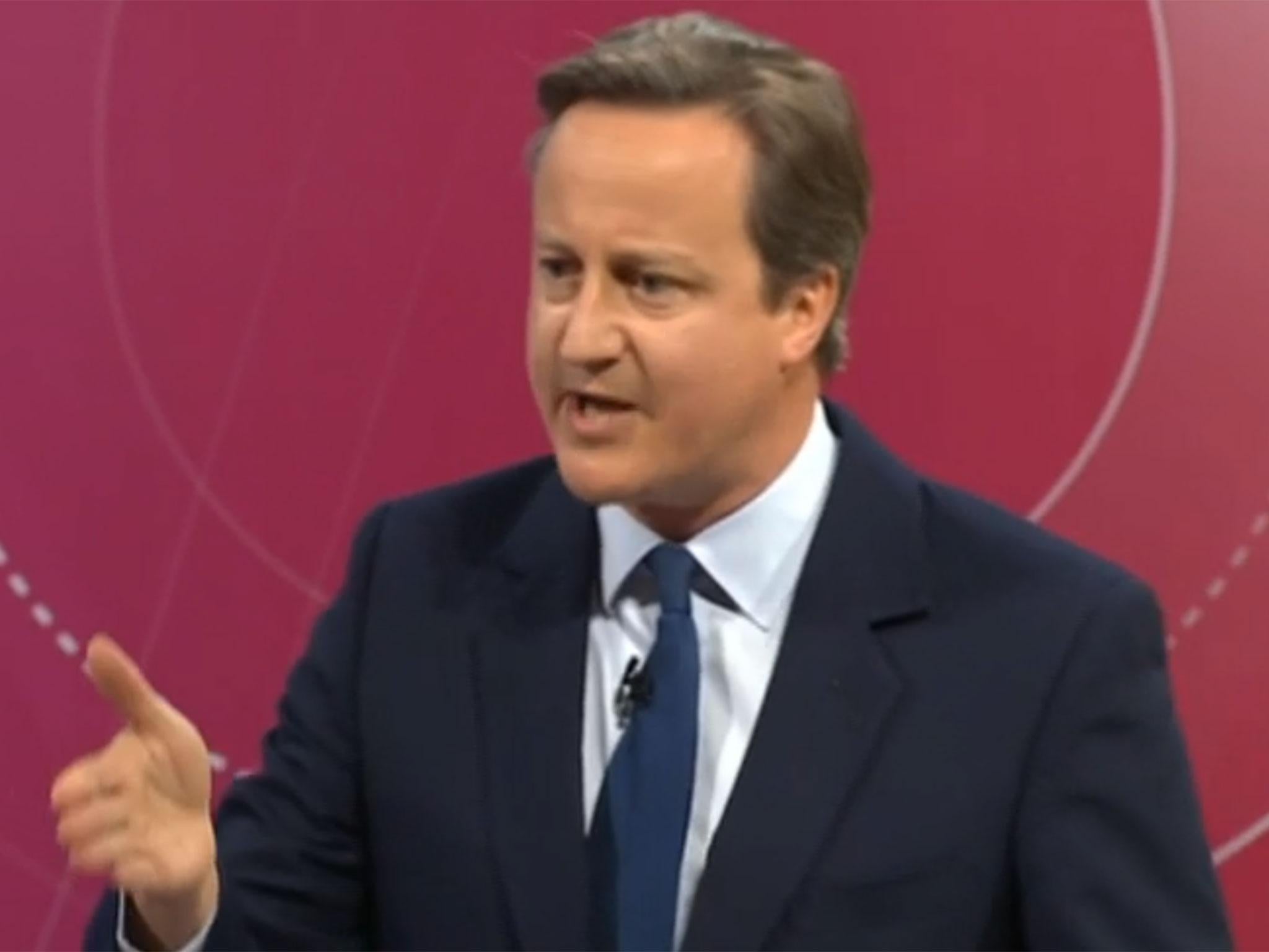 David Cameron speaking on BBC Question Time