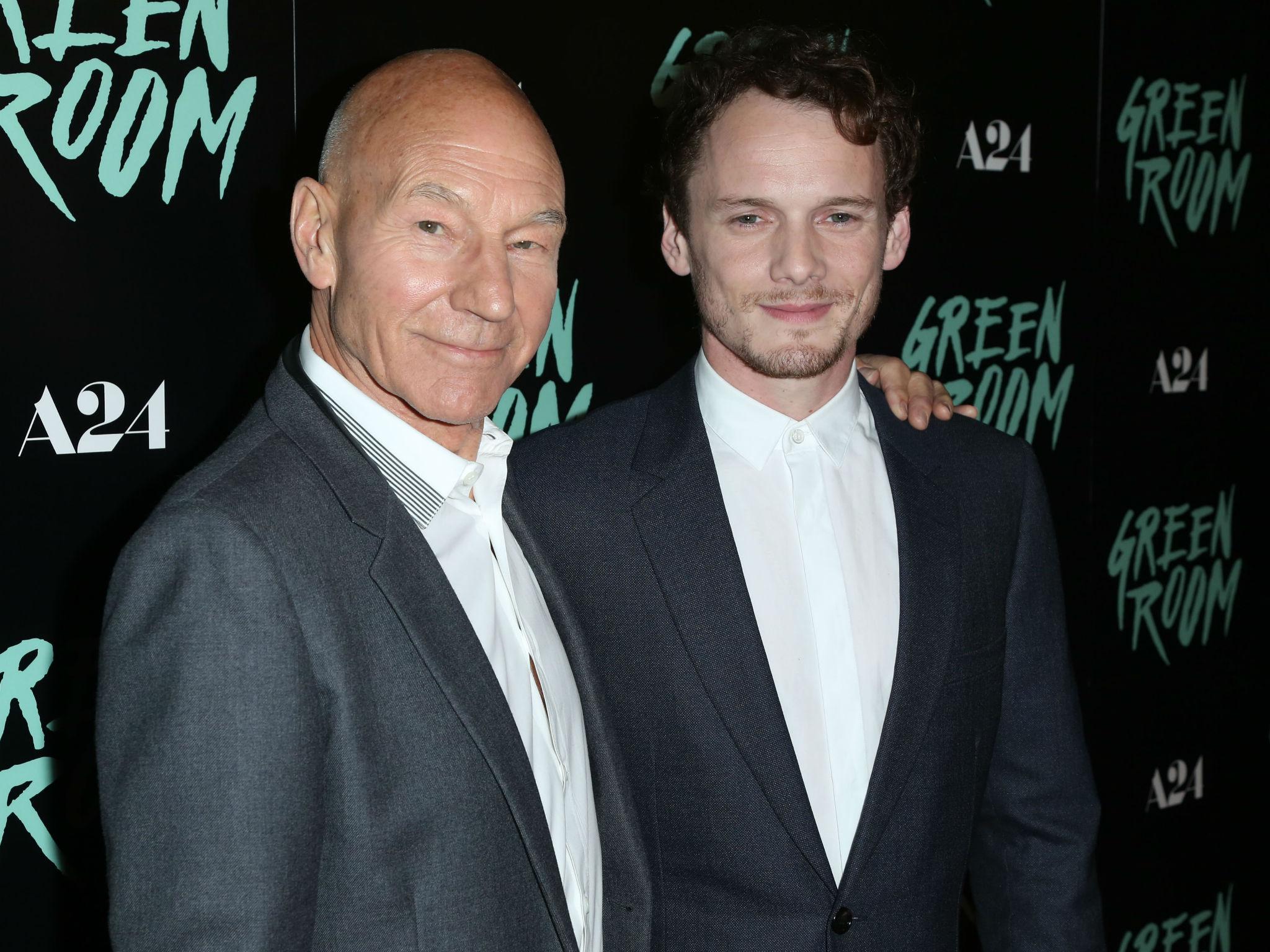 Co-stars Anton Yelchin (right) and Patrick Stewart at a Los Angeles screening of the film ‘Green Room’ (David Buchan/Variety/Rex/Shutterstock)