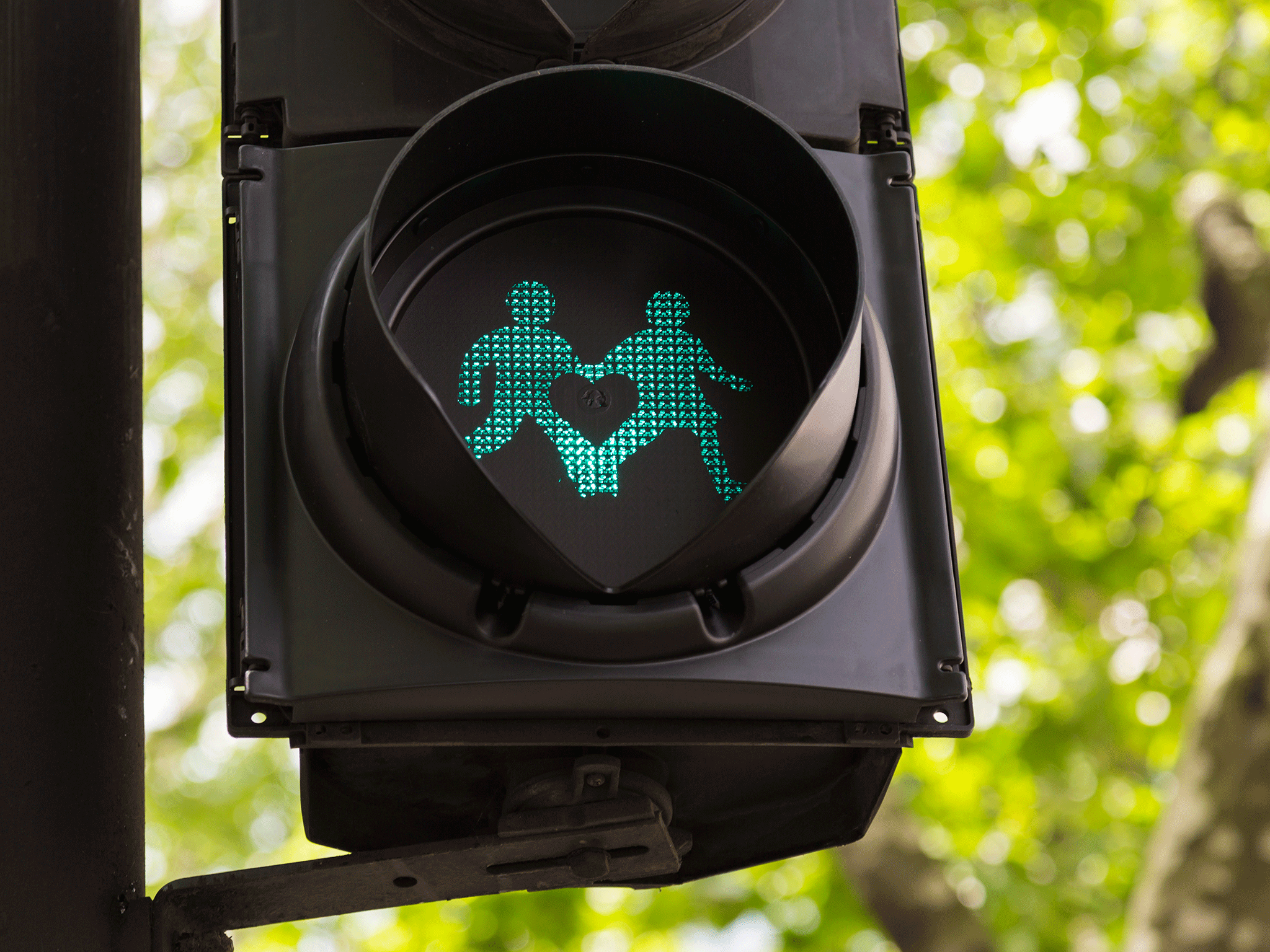 London Pride Gay And Trans Symbols Replace Green Man On Traffic Light