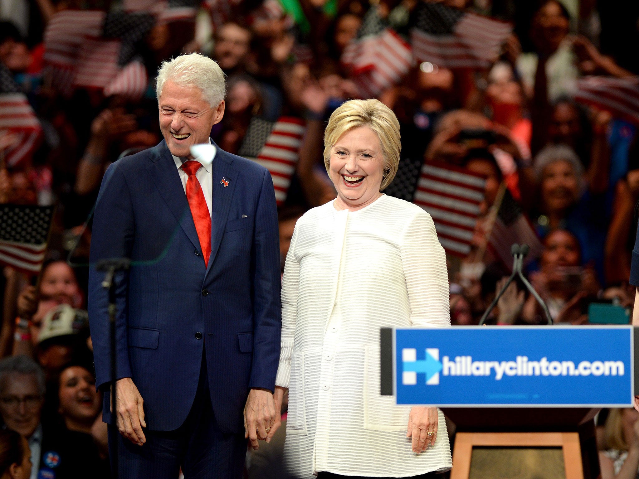 Hillary Clinton campaigning with husband Bill in Brooklyn, New York, earlier this month