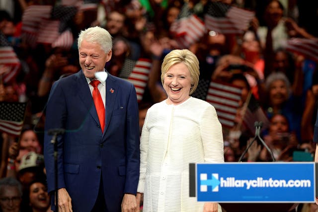 Hillary Clinton campaigning with husband Bill in Brooklyn, New York, earlier this month