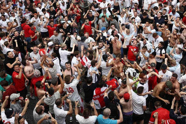 England fans were in celebratory mood in the streets of St Etienne