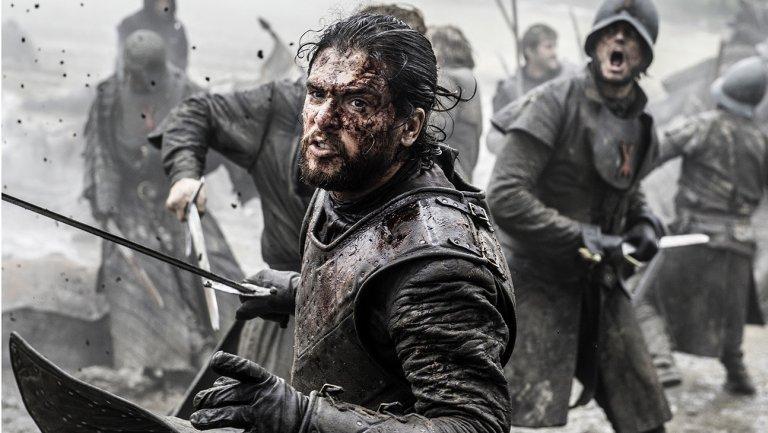Kit Harington was nearly trampled by his own men in a gripping moment of episode nine