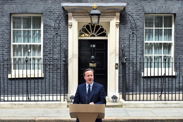 David Cameron will address the public once the result is confirmed. But will he be triumphant? Or resigned to defeat?