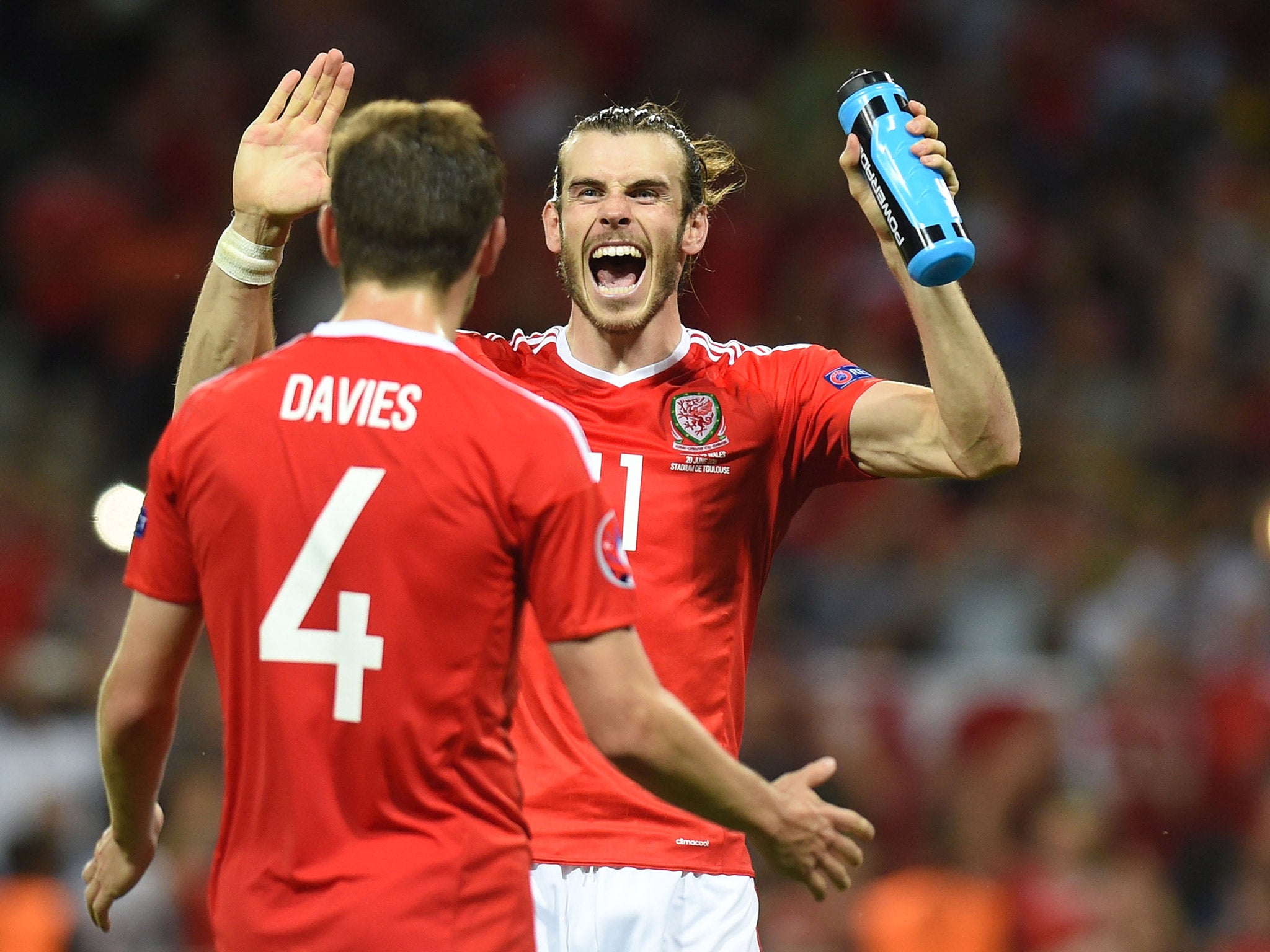 Gareth Bale celebrates after Wales's 3-0 victory over Russia at Euro 2016