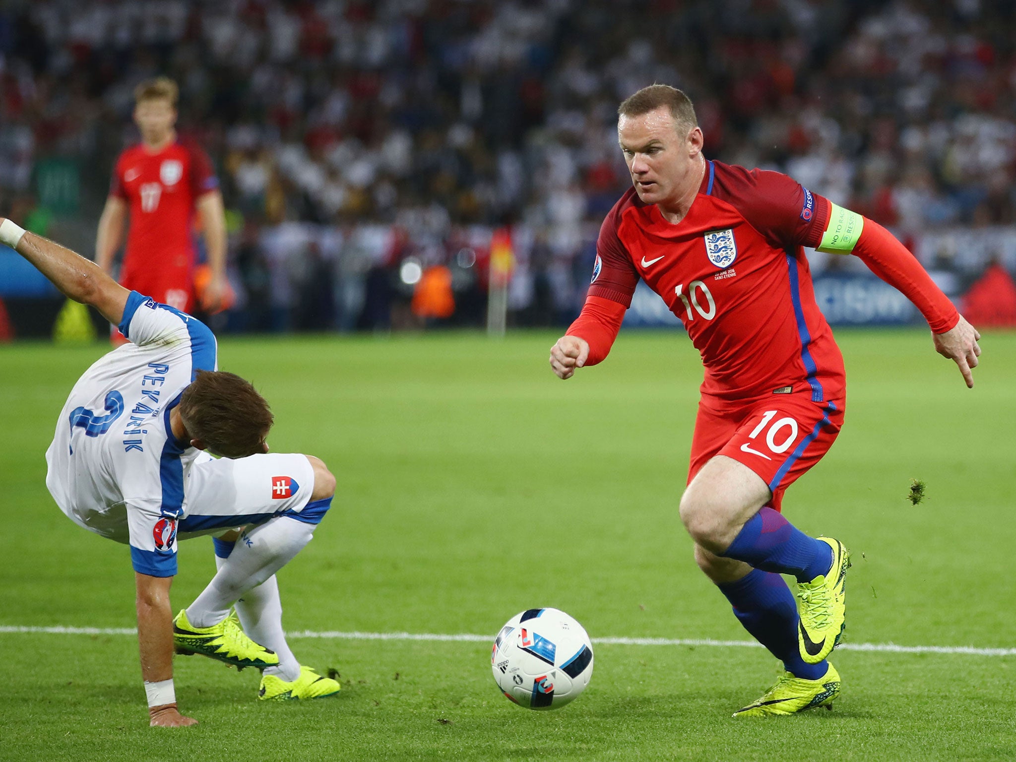 Rooney seizes possession in Monday's fixture against Slovakia