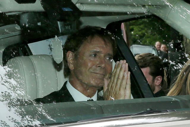 Cliff Richard attends Cilla Black's funeral in August, 2015