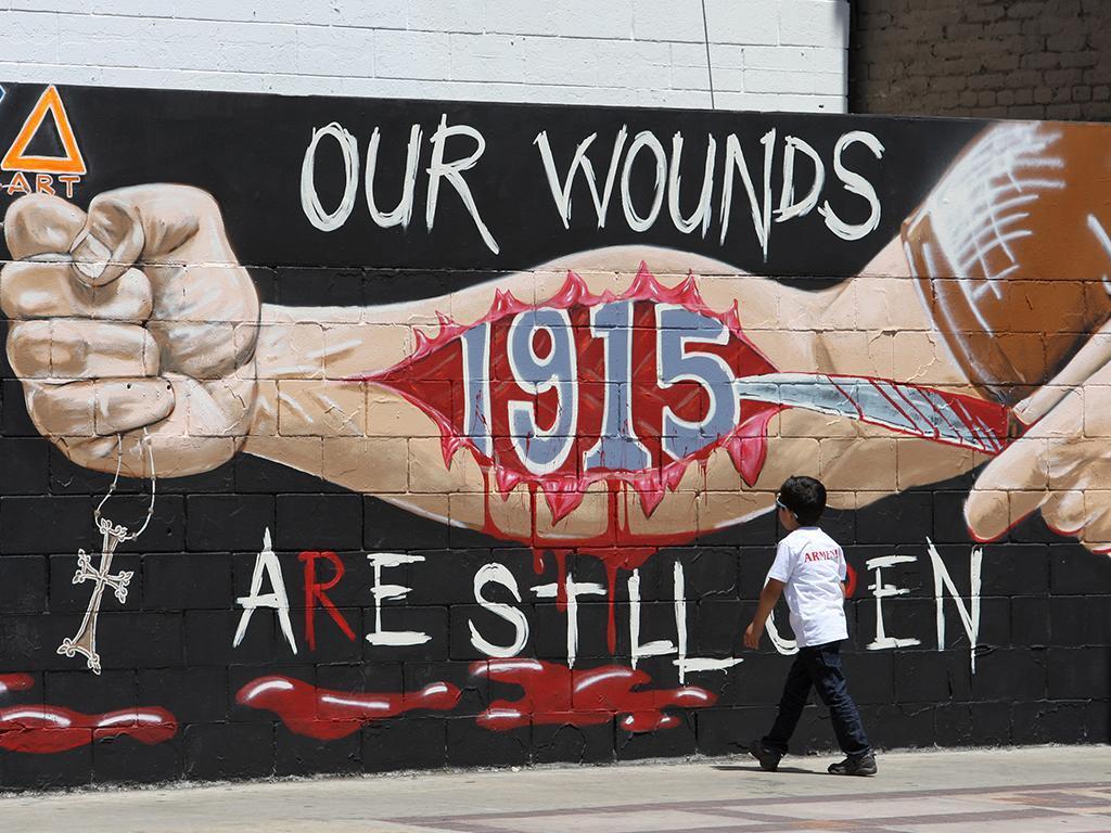 A mural commemorating the 1915 Armenian genocide