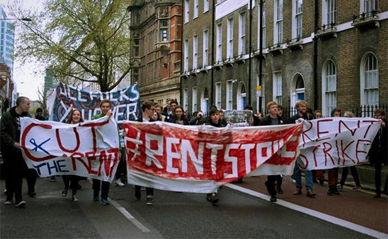UCL marched and withheld rental payments to protest the high cost of student accommodation