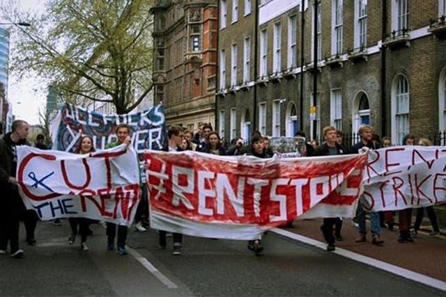 UCL marched and withheld rental payments to protest the high cost of student accommodation