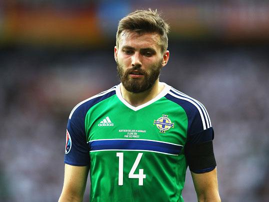 Stuart Dallas spent most of the afternoon in defensive mode for Northern Ireland (Getty)