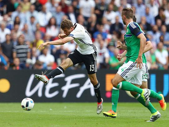 Thomas Muller endured a frustrating afternoon in Paris, hitting both the post and the crossbar (Getty)