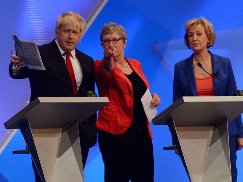 Boris Johnson, Gisela Stuart and Andrea Leadsom during The Great Debate