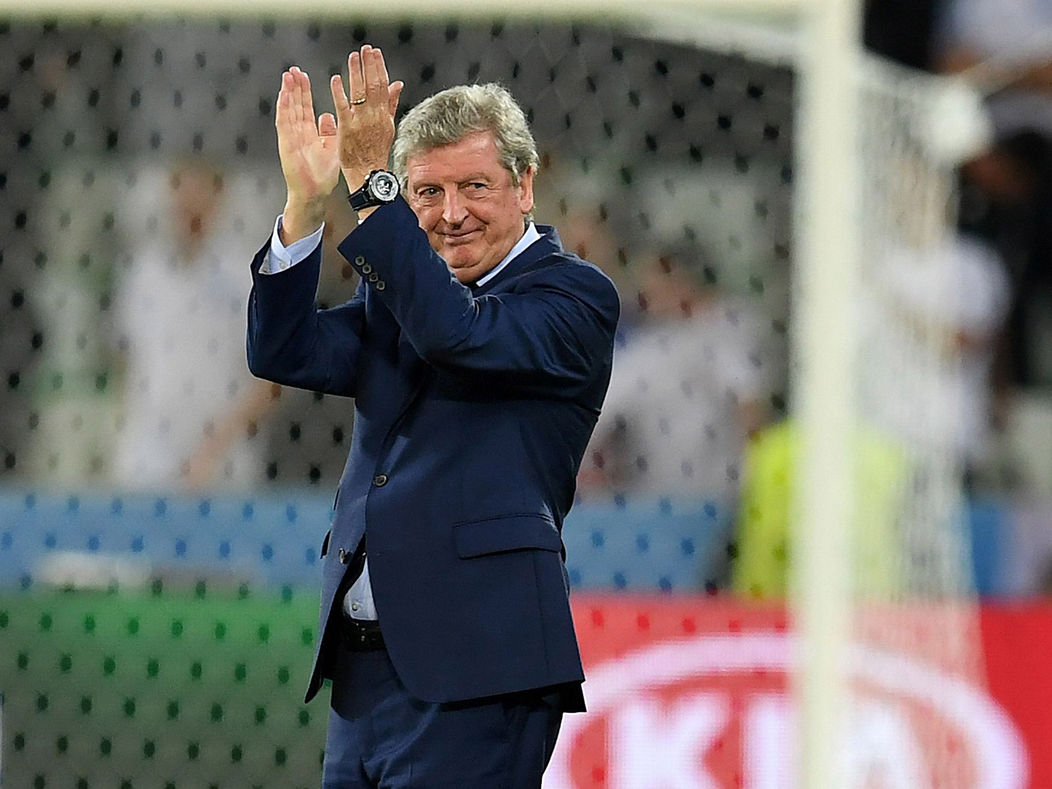 England manager Roy Hodgson applauds the fans after the 0-0 draw with Slovakia