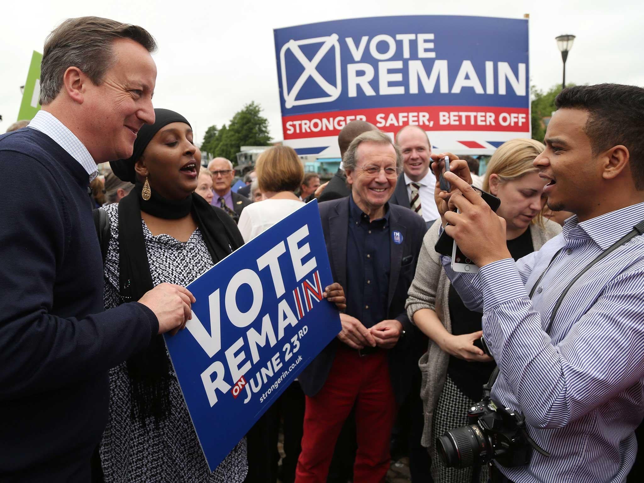 David Cameron meets voters on the final day of campaigning