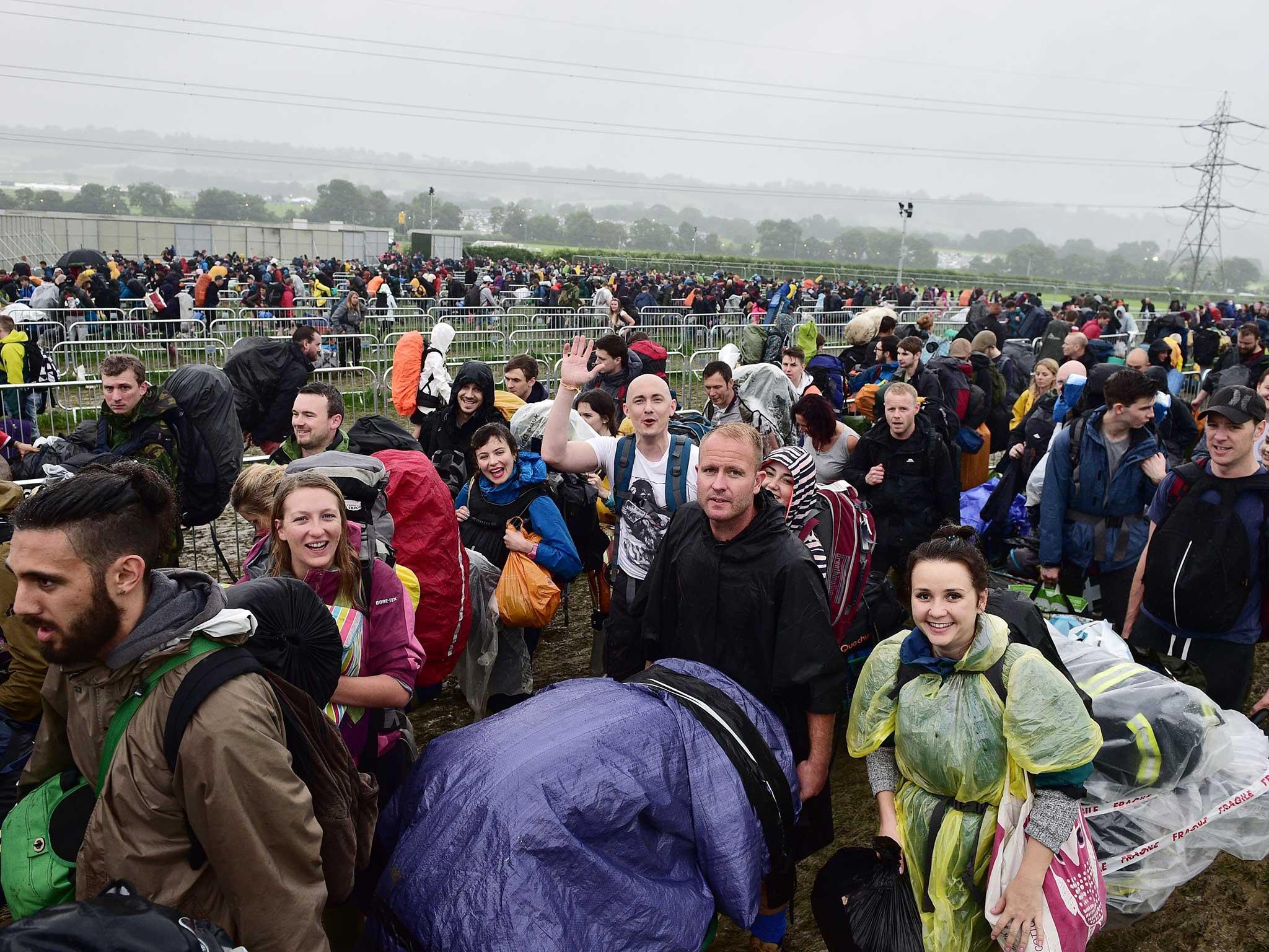 Glastonbury-goers arriving at Worthy Farm on Wednesday morning for three days of music