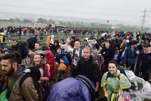 Glastonbury-goers arriving at Worthy Farm on Wednesday morning for three days of music