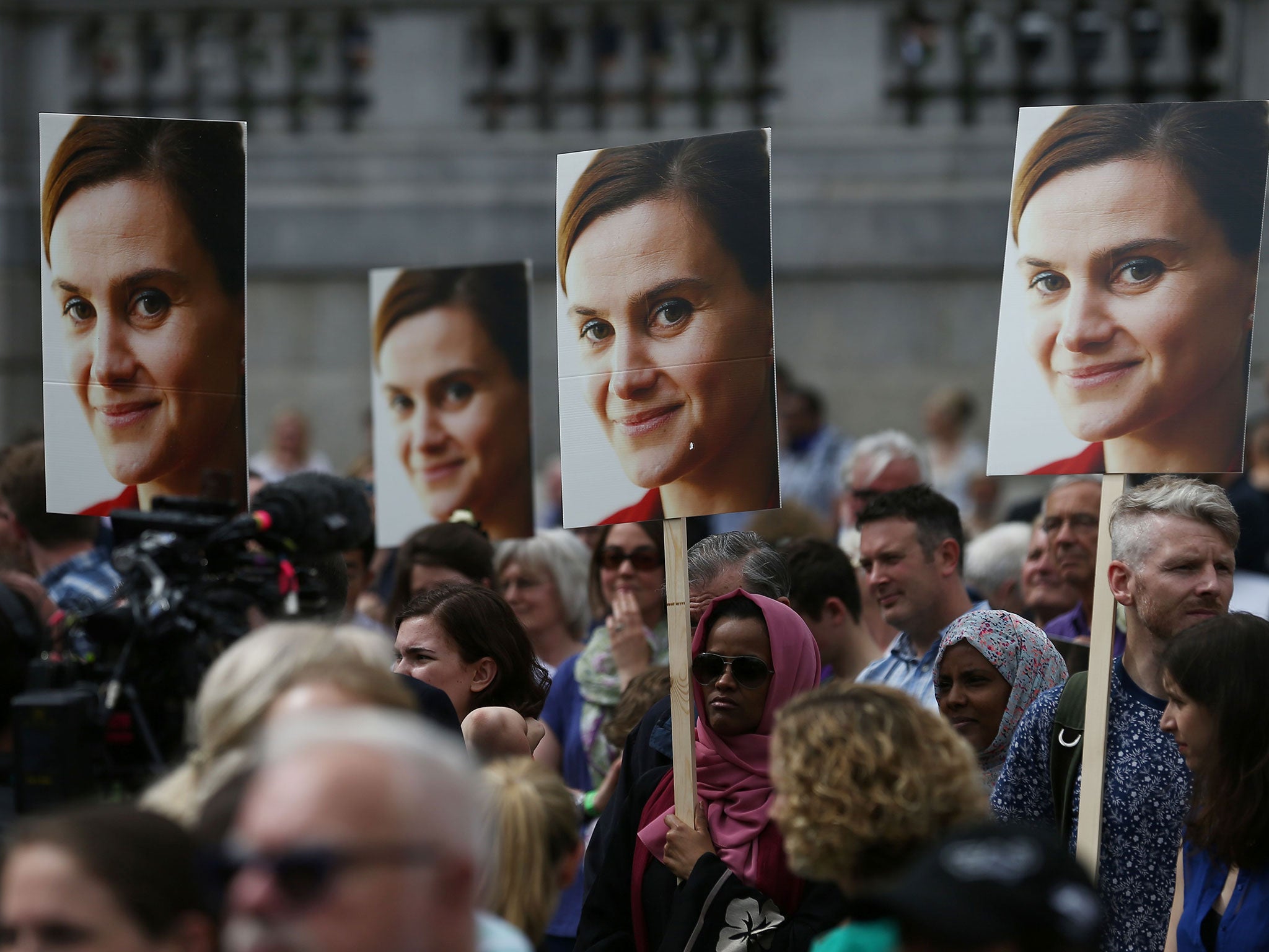 People attending a commemorative event to celebrate the life of Labour MP Jo Cox in Trafalgar Square (AFP/Getty Images)