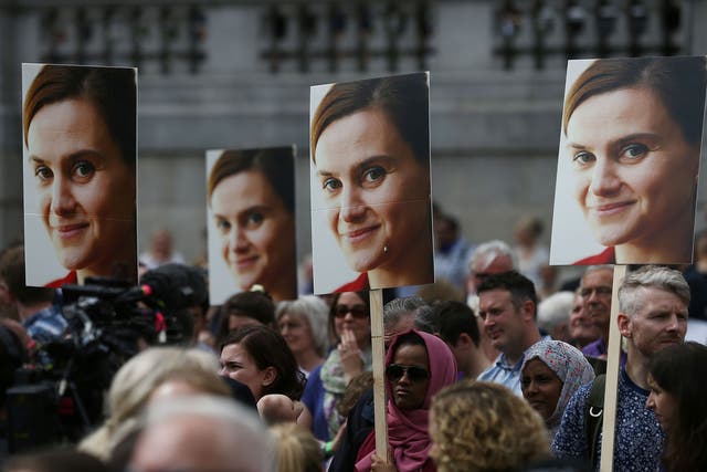 People attending a commemorative event to celebrate the life of Labour MP Jo Cox in Trafalgar Square