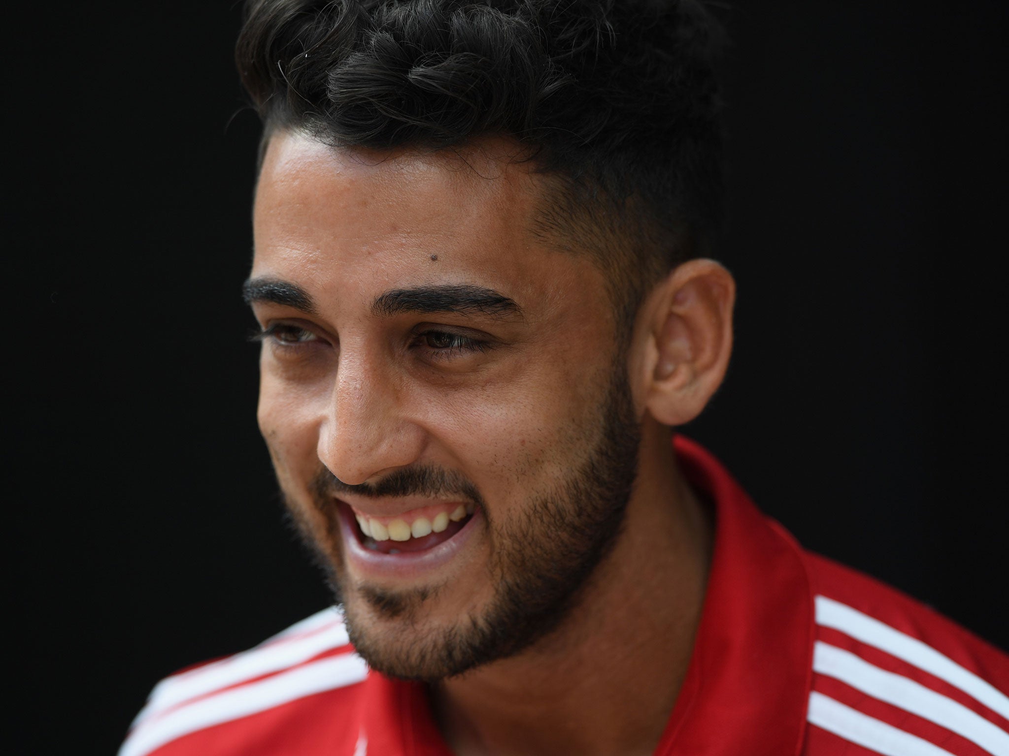 Wales' goalscoring full-back Neil Taylor is all smiles