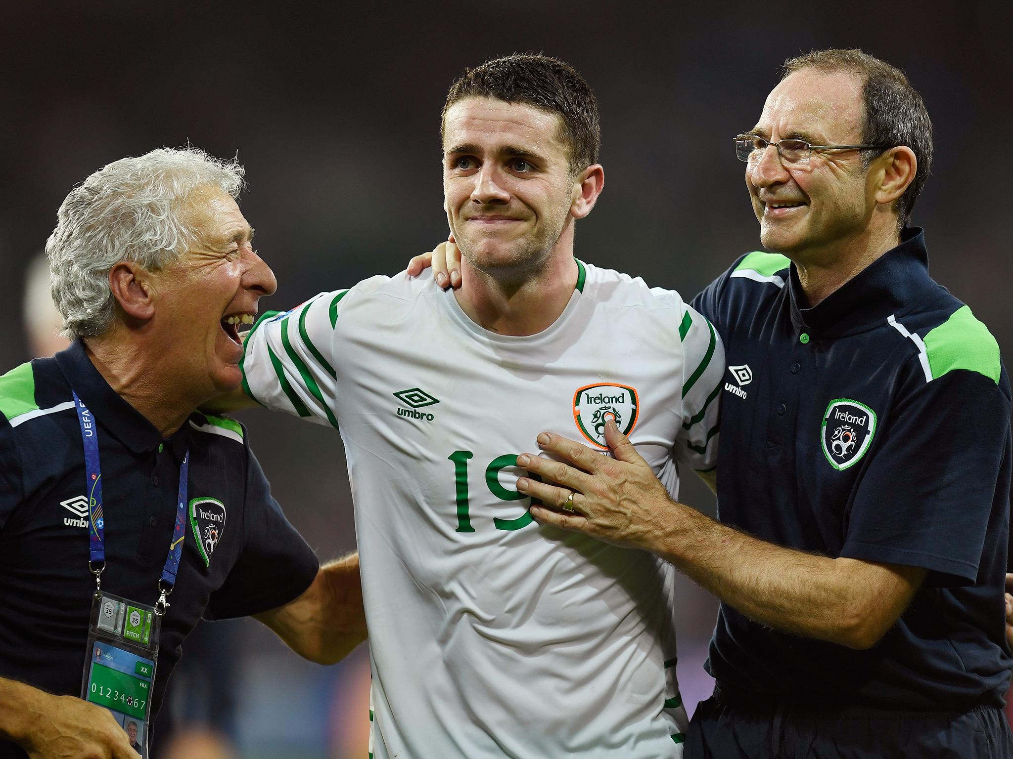 O'Neill, right, congratulates Brady on his winner