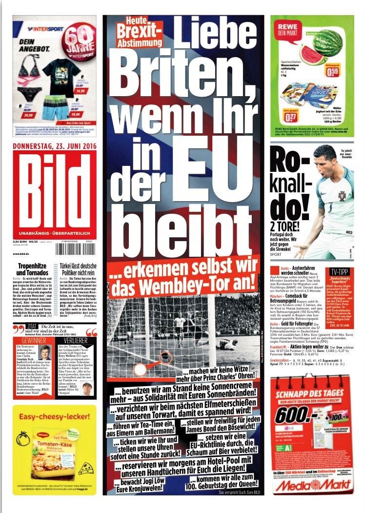 The biggest-selling tabloid in Germany put the story on their front page