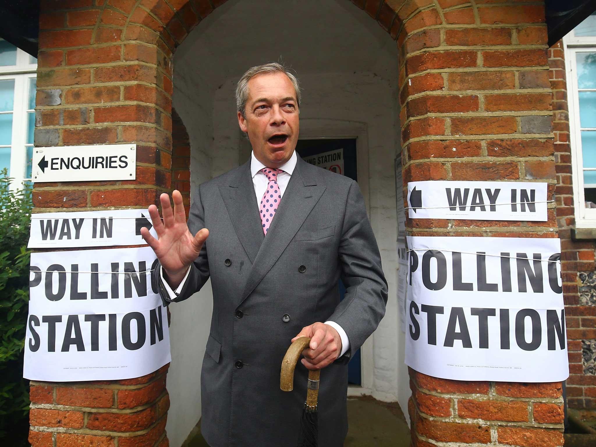 Nigel Farage leaves his polling station