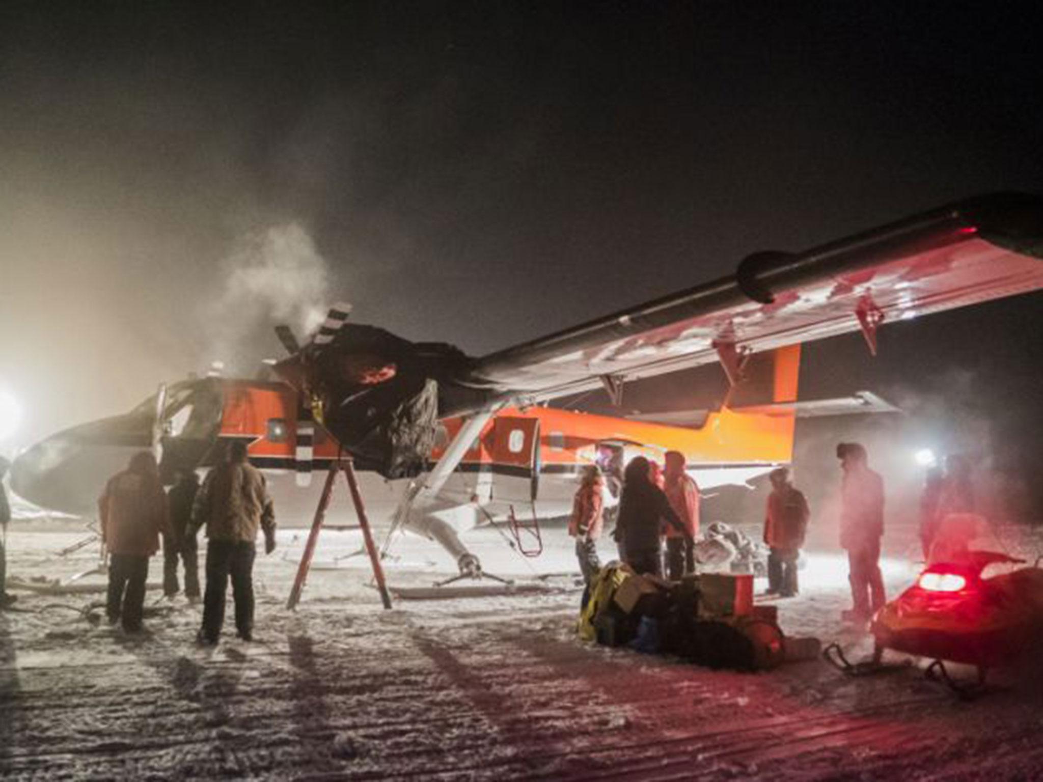 The rescue plane arrives at the south pole