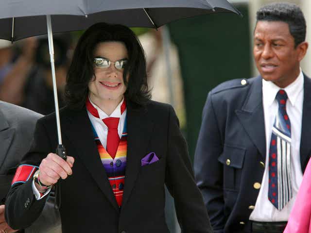 Michael and Jermaine Jackson during the singer's 2005 trial for child molestation, where he was cleared of all charges